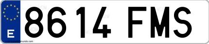 Ejemplo de matrícula española 8614 FMS
