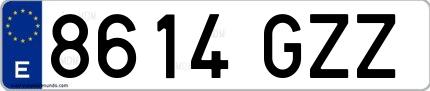 Ejemplo de matrícula española 8614 GZZ