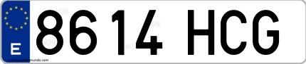 Ejemplo de matrícula española 8614 HCG