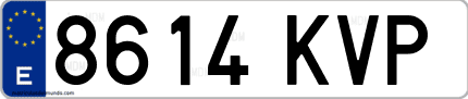Ejemplo de matrícula de coche ordinaria 8614 KVP