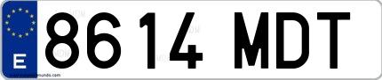 Ejemplo de matrícula española 8614 MDT