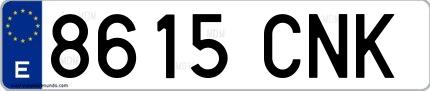 Ejemplo de matrícula española 8615 CNK