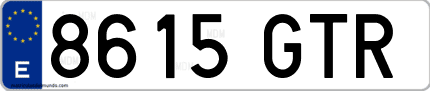 Ejemplo de matrícula de coche ordinaria 8615 GTR