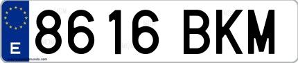Ejemplo de matrícula española 8616 BKM