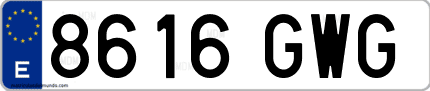 Ejemplo de matrícula de coche ordinaria 8616 GWG