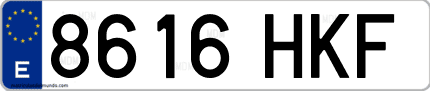 Ejemplo de matrícula de coche ordinaria 8616 HKF