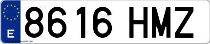Ejemplo de matrícula española 8616 HMZ