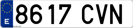 Ejemplo de matrícula de coche ordinaria 8617 CVN