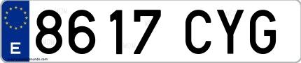 Ejemplo de matrícula española 8617 CYG