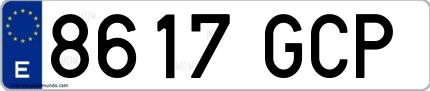 Ejemplo de matrícula española 8617 GCP