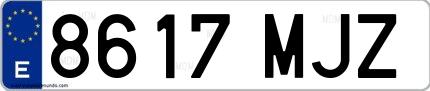 Ejemplo de matrícula española 8617 MJZ