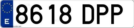 Ejemplo de matrícula española 8618 DPP