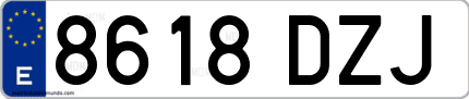 Ejemplo de matrícula de coche ordinaria 8618 DZJ