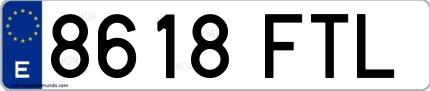 Ejemplo de matrícula española 8618 FTL
