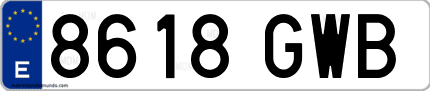 Ejemplo de matrícula de coche ordinaria 8618 GWB