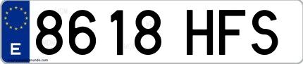 Ejemplo de matrícula española 8618 HFS