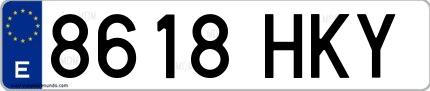 Ejemplo de matrícula española 8618 HKY