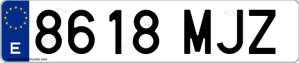 Ejemplo de matrícula de coche ordinaria 8618 MJZ
