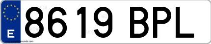 Ejemplo de matrícula de coche ordinaria 8619 BPL