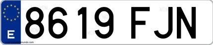 Ejemplo de matrícula española 8619 FJN