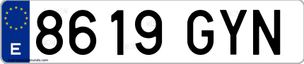 Ejemplo de matrícula de coche ordinaria 8619 GYN