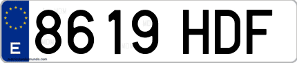 Ejemplo de matrícula de coche ordinaria 8619 HDF
