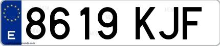 Ejemplo de matrícula española 8619 KJF
