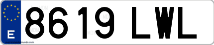 Ejemplo de matrícula de coche ordinaria 8619 LWL