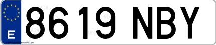 Ejemplo de matrícula española 8619 NBY