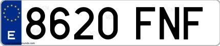 Ejemplo de matrícula española 8620 FNF