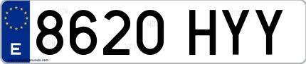 Ejemplo de matrícula española 8620 HYY