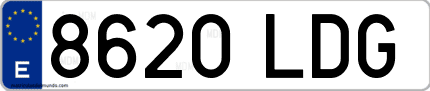 Ejemplo de matrícula de coche ordinaria 8620 LDG