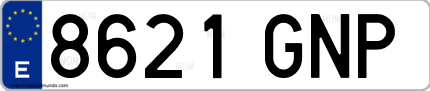 Ejemplo de matrícula de coche ordinaria 8621 GNP