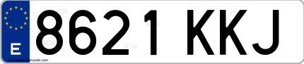 Ejemplo de matrícula española 8621 KKJ