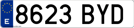 Ejemplo de matrícula de coche ordinaria 8623 BYD