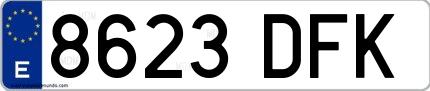 Ejemplo de matrícula española 8623 DFK