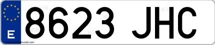 Ejemplo de matrícula española 8623 JHC