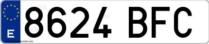Ejemplo de matrícula española 8624 BFC