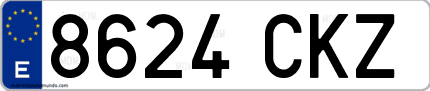 Ejemplo de matrícula de coche ordinaria 8624 CKZ