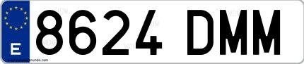 Ejemplo de matrícula española 8624 DMM