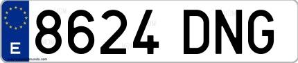 Ejemplo de matrícula española 8624 DNG