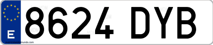 Ejemplo de matrícula de coche ordinaria 8624 DYB
