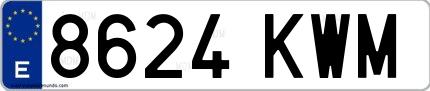 Ejemplo de matrícula de coche ordinaria 8624 KWM