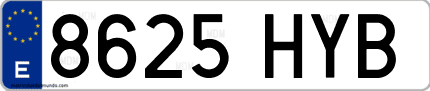Ejemplo de matrícula de coche ordinaria 8625 HYB