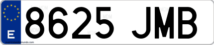 Ejemplo de matrícula de coche ordinaria 8625 JMB