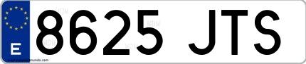 Ejemplo de matrícula española 8625 JTS
