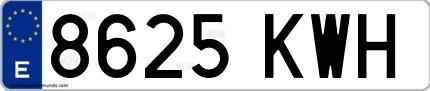 Ejemplo de matrícula española 8625 KWH