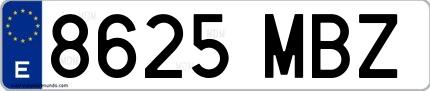 Ejemplo de matrícula española 8625 MBZ