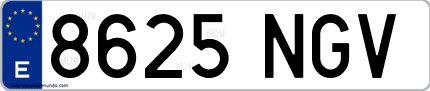 Ejemplo de matrícula de coche ordinaria 8625 NGV