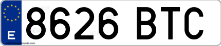 Ejemplo de matrícula de coche ordinaria 8626 BTC